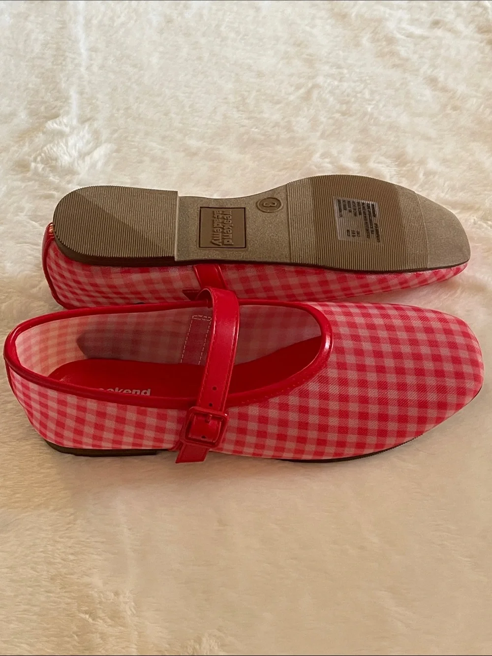 Weekend Academy Girls' Red Gingham Mary Jane Shoes  SZ 3